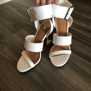 White Block Heel Summer Sandals